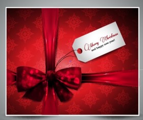 Red Christmas present cards vector 02