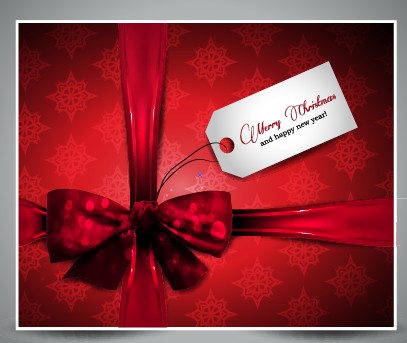 Red Christmas present cards vector 02
