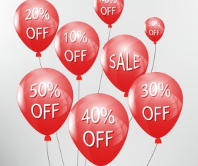 Red balloon with sale elements vector