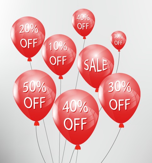 Red balloon with sale elements vector