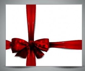 Red bow christmas gift card design vector