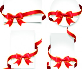Red ribbon christmas cards design vector 02