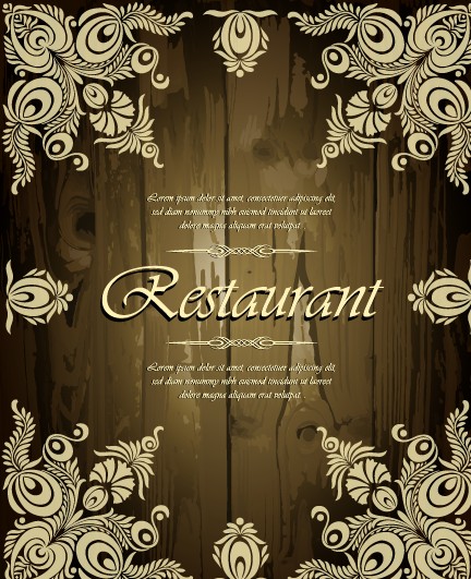 Restaurant floral frame menu cover vector