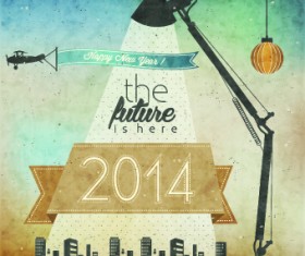 Retro 2014 Christmas and Happy New Year background 02
