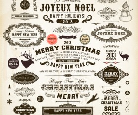 Retro Christmas labels desing vector 01
