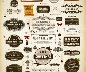 Retro Christmas labels desing vector 04