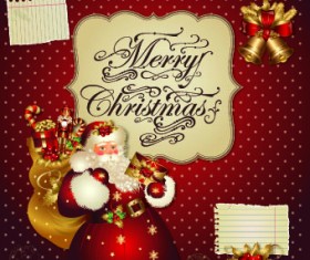 Santa golden glow christmas cards vector 01