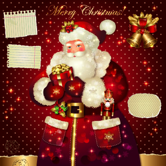 Santa golden glow christmas cards vector 03