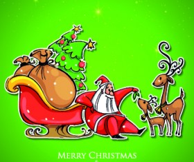 Santa with green christmas background vector