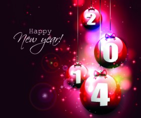 Shiny 2014 New Year Ornaments baubles background vector