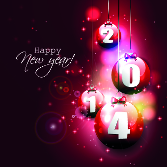 Shiny 2014 New Year Ornaments baubles background vector