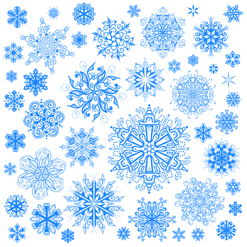 Different snowflakes pattern design vector set 03