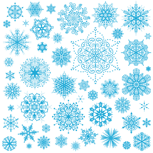 Different snowflakes pattern design vector set 04