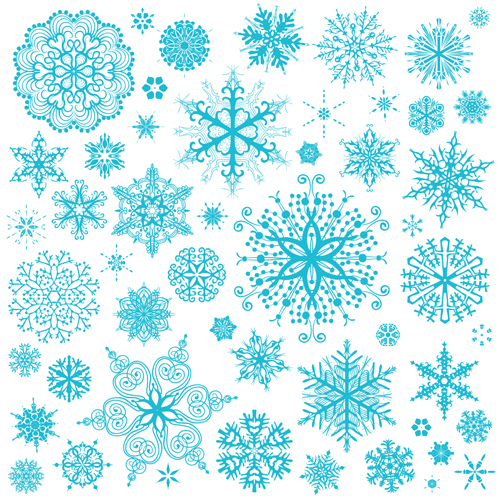 Different snowflakes pattern design vector set 05