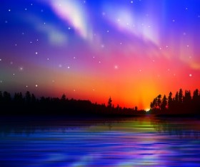 Beautiful Sunrise landscape vector set 03