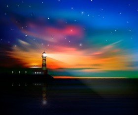 Beautiful Sunrise landscape vector set 04