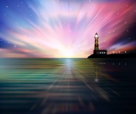 Beautiful Sunrise landscape vector set 05