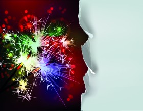 Tear Paper with Christmas fireworks background vector 01