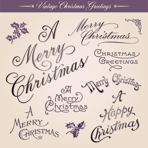 Vintage Christmas Greetings design elements vector