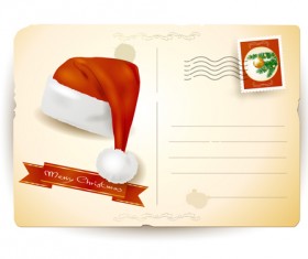 Vintage Christmas Postcard design vector