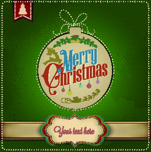 Vintage Christmas typography vector background 01