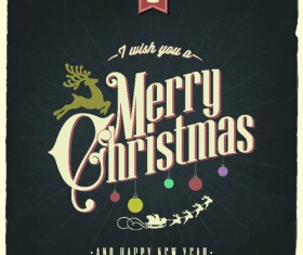 Vintage Christmas typography vector background 02
