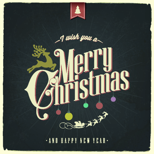 Vintage Christmas typography vector background 02