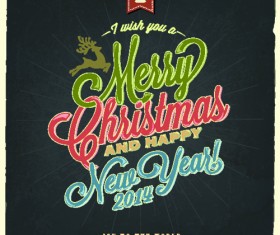 Vintage Christmas typography vector background 03