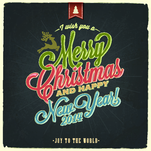 Vintage Christmas typography vector background 03