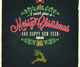 Vintage Christmas typography vector background 04
