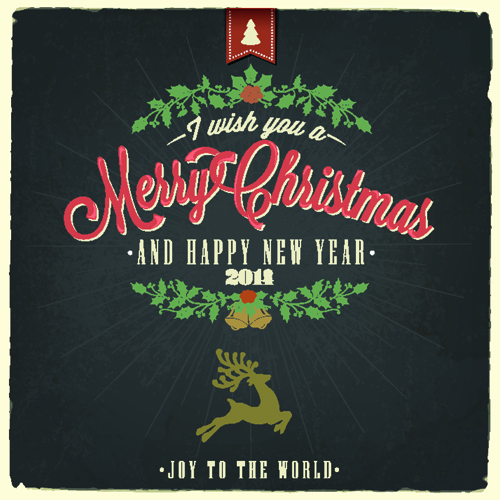 Vintage Christmas typography vector background 04