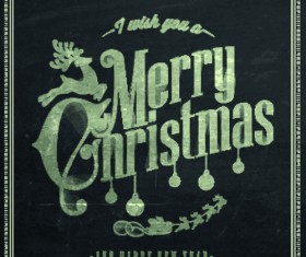 Vintage Christmas typography vector background 05
