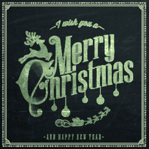 Vintage Christmas typography vector background 05