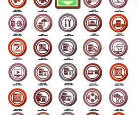 Vintage Computer system icons vector set