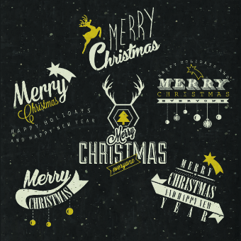 Vintage Merry Christmas Logos Design Vector 03 Free Download