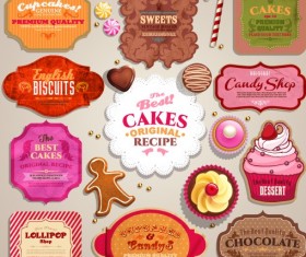 Vintage sweets and cake labels vector