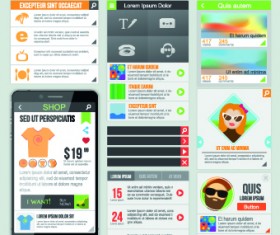 Phone website template vector set 01