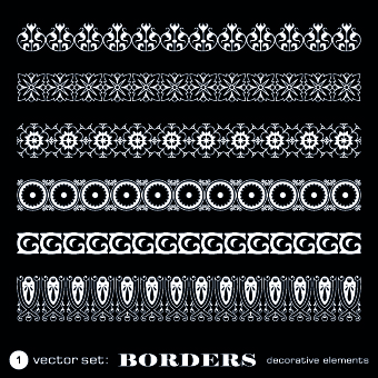 White lace borders design vector set 01