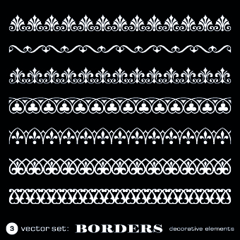 White lace borders design vector set 03