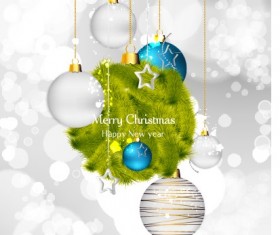 Shiny Xmas baubles design background vector 01