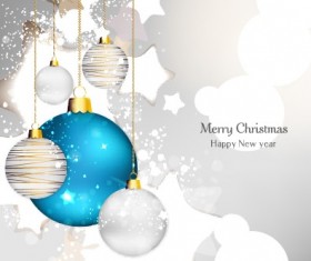 Shiny Xmas baubles design background vector 02