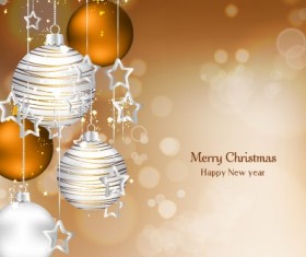 Shiny Xmas baubles design background vector 03