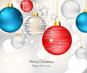 Shiny Xmas baubles design background vector 05