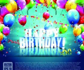 Beautiful colorful balloons Happy Birthday background vector 01