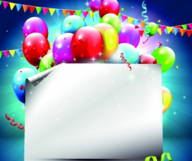 Beautiful colorful balloons Happy Birthday background vector 02