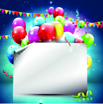 Beautiful colorful balloons Happy Birthday background vector 02