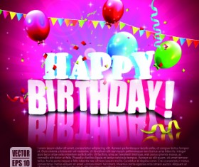 Beautiful colorful balloons Happy Birthday background vector 03