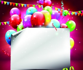 Beautiful colorful balloons Happy Birthday background vector 04