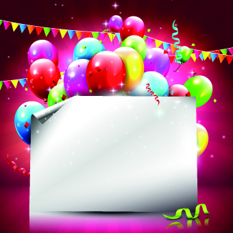 Beautiful colorful balloons Happy Birthday background vector 04