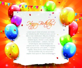 Beautiful colorful balloons Happy Birthday background vector 05